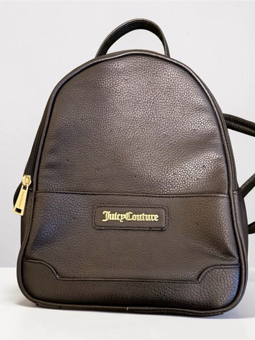 Juicy Couture Y2K Black Pebbled Mini Backpack with Gold Hardware